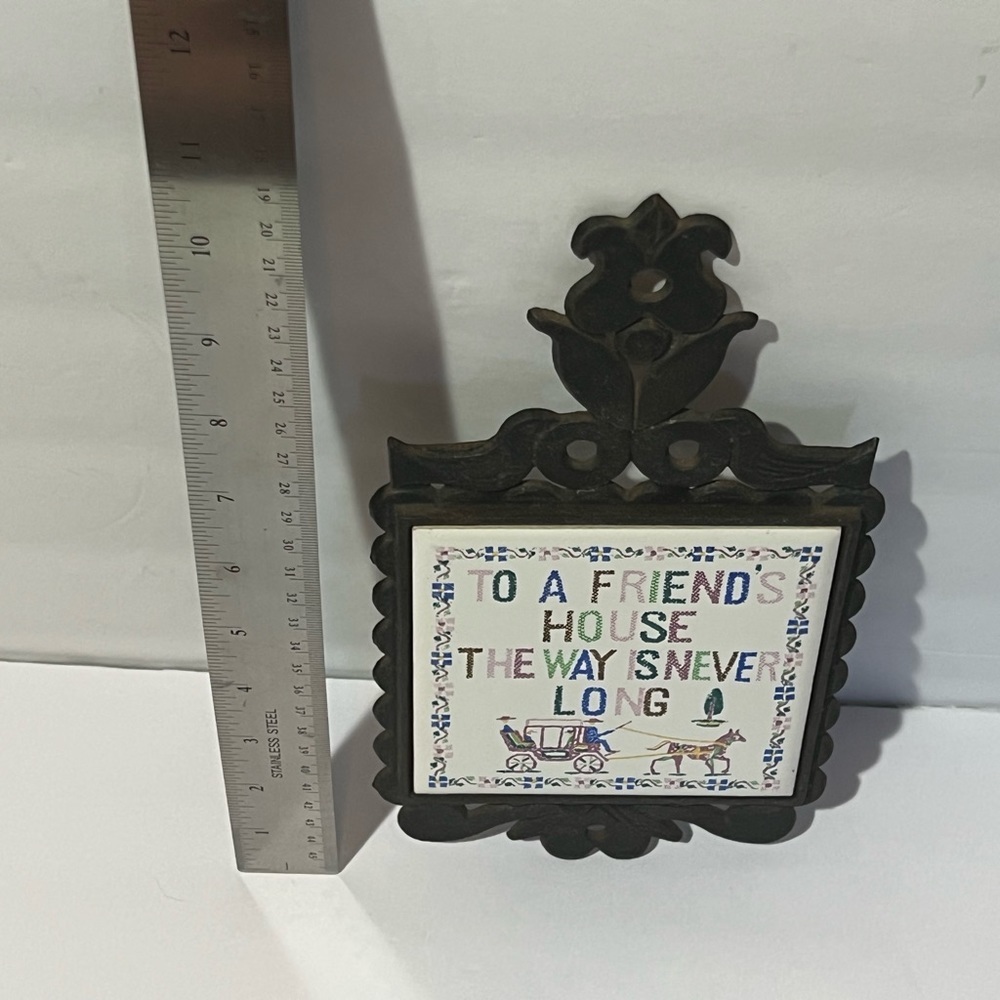 Vintage Ceramic Tile Cast Iron Tricket Hot Plate Home Decor  To A Friend’s House - Picture 3 of 9